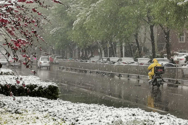风雪中的快递小哥