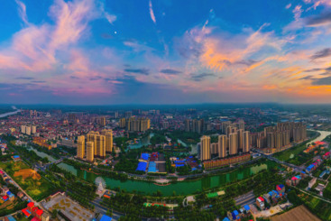 夕阳下的洞庭小镇